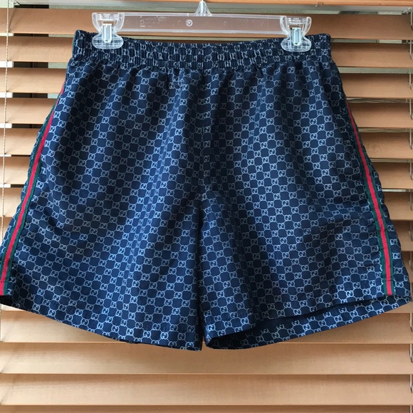 blue gucci swim shorts